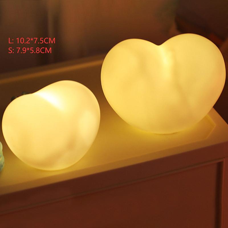 1 stk Søt Hjerte Nattlys Vinyl LED Sovelampe Nattbordslampe Touch Barnerom Nattlys For Barnerom Gratulerer med dagen Gave