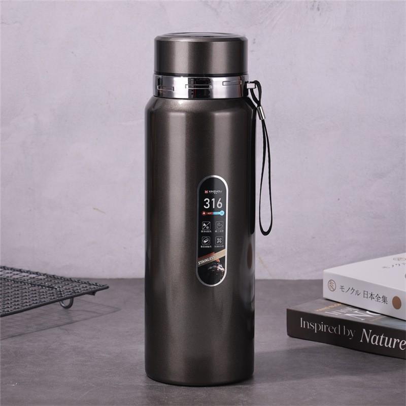 316 Stainless Steel Vacuum Insulated Travel Mug With Tea Strainer Leakproof Lid Carry Rope Office Outdoor Use