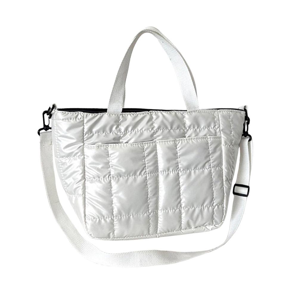New Large Capacity Down Bags Quilted Design Solid Color Tote Bag Shoulder Bag Winter