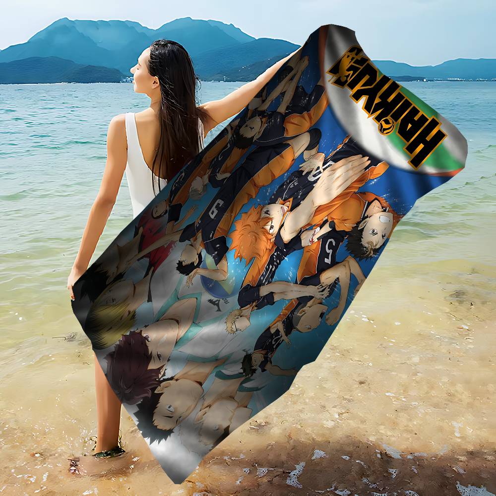Volleyball H-Haikyuus Anime Beach Towel Colorful Bath Towels for Girl Microfiber Quick Dry Custom Sand Free Beach Yoga Spa Gym Pool