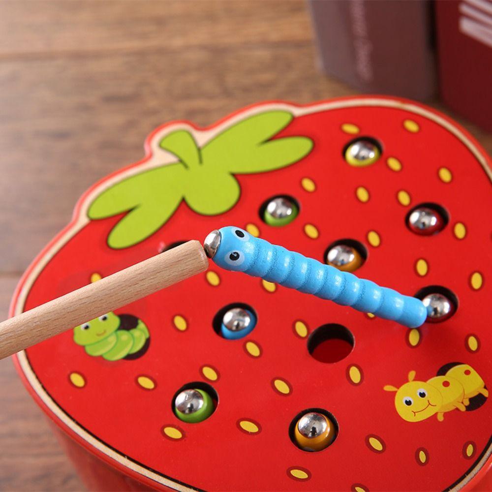 Wooden Catching Worms Game Color Sorting Educational Apple Game For Toddlers