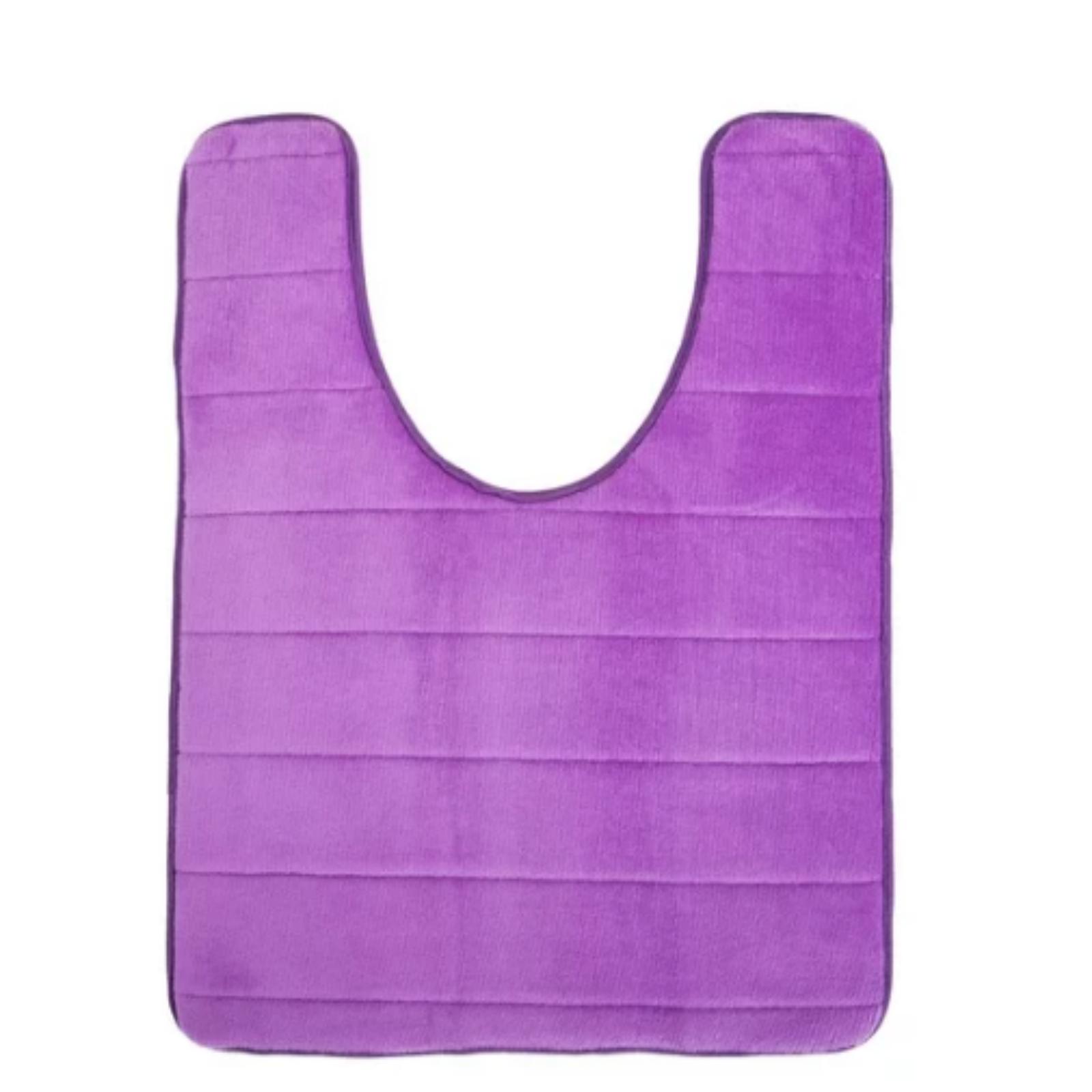 

Bath Mat For Toilet Memory Foam U-Shaped Bath Rug Bathroom Carpet Machine Washable Soft Non- Dry Quickly Water Absorption 24 X 20 фіолетовий