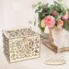 Wooden Wedding Card Box Wedding Decoration Supplies DIY Mr&Mrs Couple Flower Pattern Envelope Sign Cards Wood Box