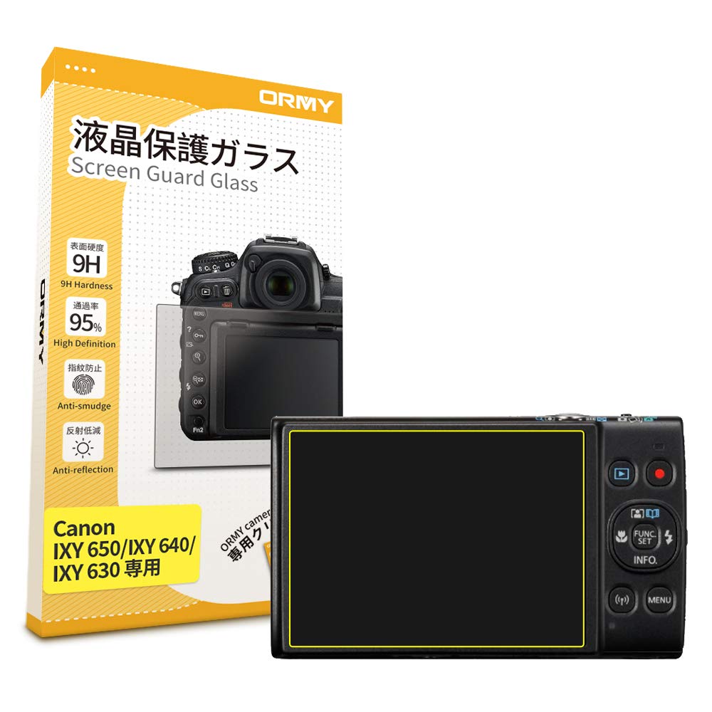 

ORMY Tempered Screen Protector for Canon 9H Rounded 0.3mm IXY650/IXY640/IXY630. Ultra-Thin, High-Visibility, Hardness, Edges.
