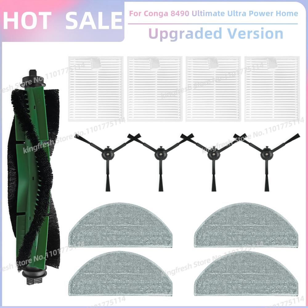 Passt für ( Cecotec Conga 8490 Ultimate Ultra Power Home ) Staubsaugerteile Hauptbürste Seitenbürste Hepa-Filter Mopptuch Staubbeutel