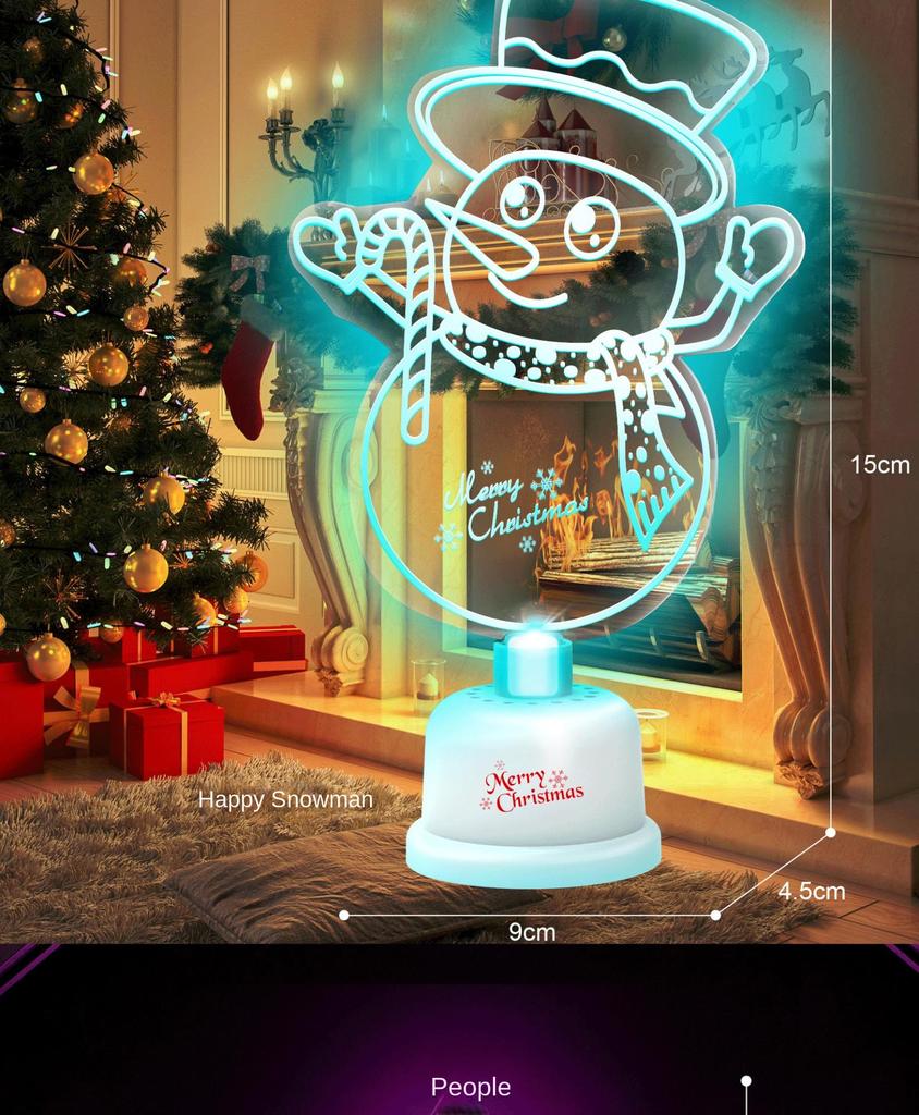 Decorated Christmas Tree Fake Pine Tree Mini Artificial Christmas Tree Santa Snow Navidad Xmas Decor Children's Night Light