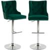 Bar Stools Set of 2, Modern Swivel & Adjustable Velvet Barstools with Button-Tufted Back, Footrest for Home Bar, Green
