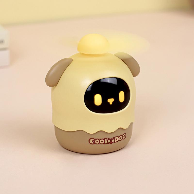 

Flash Dog USB Rechargeable Mini Fan with Cute Screen Display and Exposed Leaf Design 65*53*73mm жёлтый