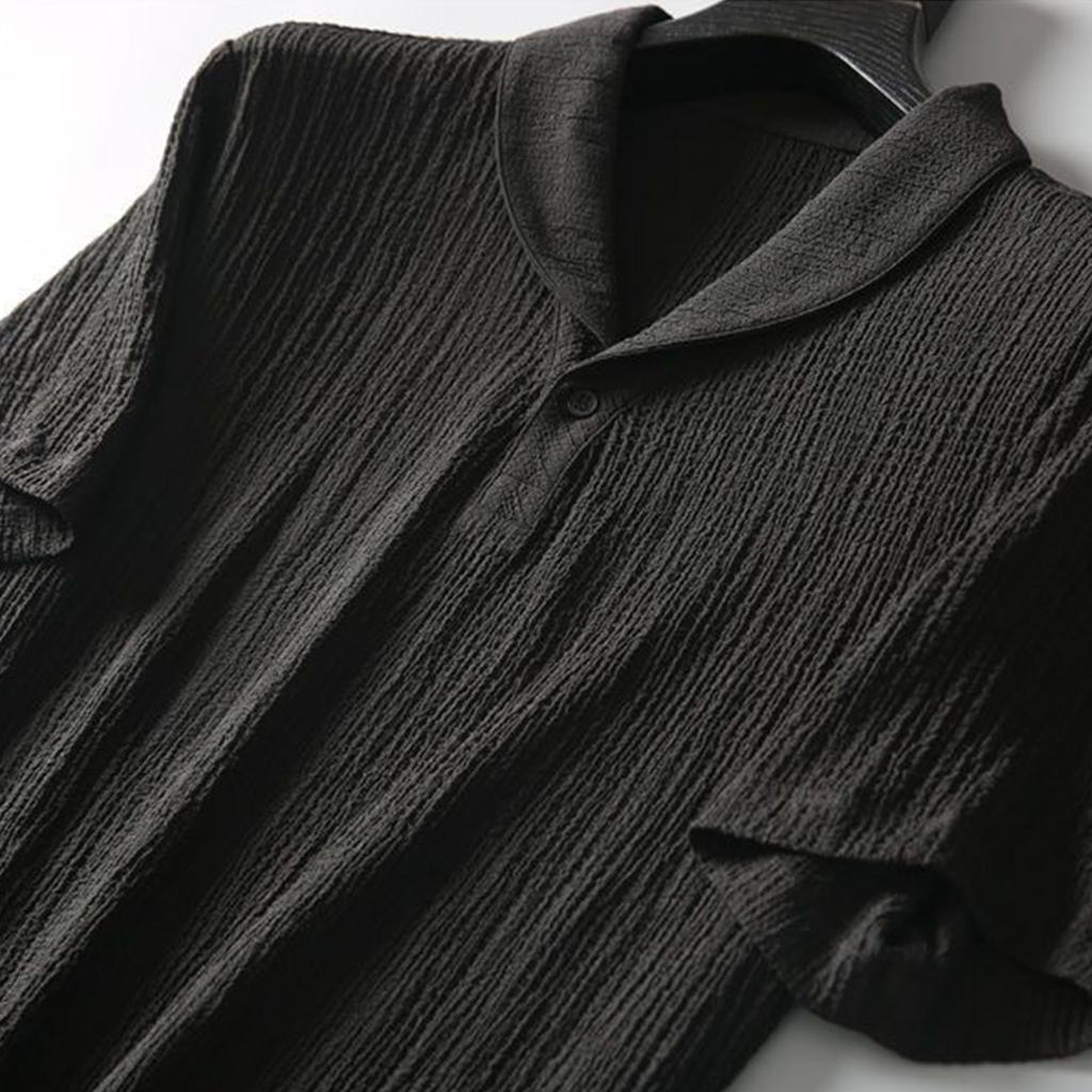 Men's Summer Casual Fashion Short Sleeve Button-Down Shirt And Pants Set