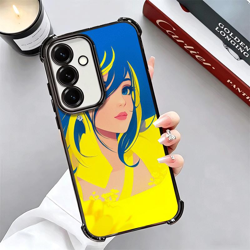 Blue Yellow Ukrainian Girl Plating Phone Case For Samsung A17 A07 A37 A57 A16 A56 A15 A55 A14 A54 A13 A53 A26 A36 A25 A35 A24 A3