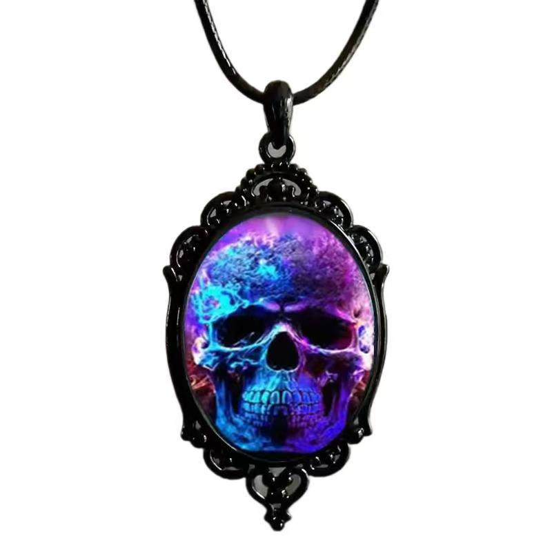 Vintage Oval Glass Alloy Pendant Necklace Jewelry