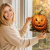 Halloween Static Cling Window Stickers Decorative Pumpkin Face Decal for Autumn Holiday Party Home Office Store Glass Wall Decor