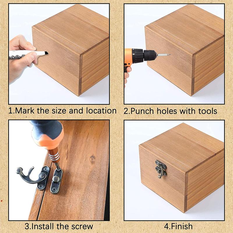 Bronze Swing Arm Clasp-Latch Retro Metal Catch Curved Buckle For Suitcase Jewelry Box Toolbox