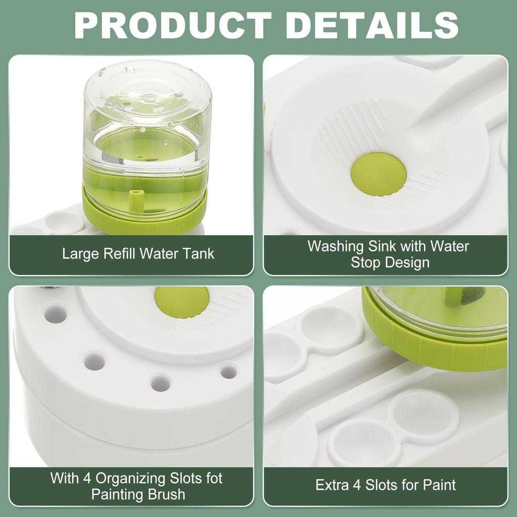 YOKIVE Watercolor Brush Washer with White Green Water Tank, Art Supplies