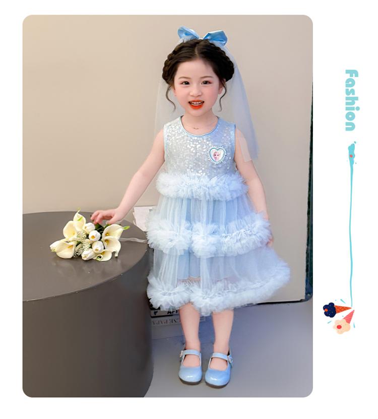 Girls' dress summer dress 2026 new stylish birthday dress princess children's mesh cake dress