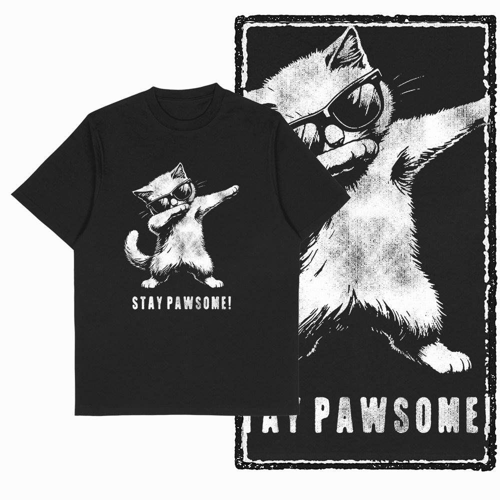 Retro Cat Print Unisex T Shirt Black Cool Big Size Cotton Graphic tshirt For Unisex Unique Casual Vintage Unisex Tshirt Tee Shirt G55