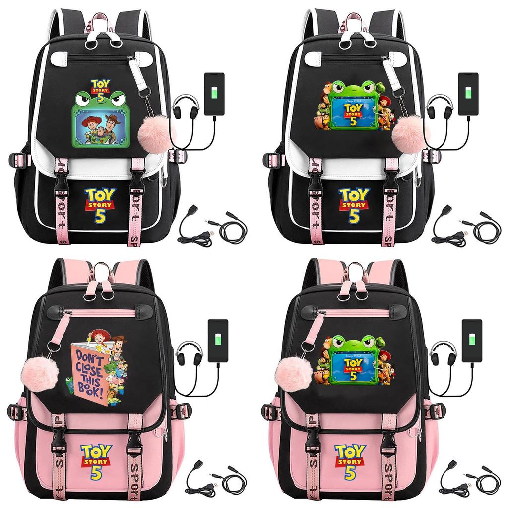 Toy Story 5 Printed Canvas Backpack With Breathable Design For Middle School Students And Travel