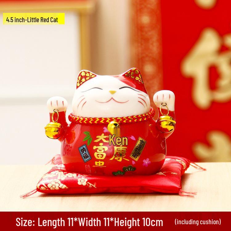 Lucky Cat Ceramic Decor: Creative Japanese Fortune Cat Small Piggy Bank - Ideal Gift for Store Openings