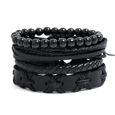 Retro-Set aus geflochtenem Lederarmband für Herren – DIY personalisiertes Schmuckzubehör