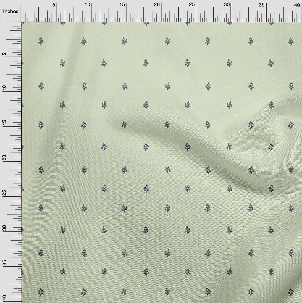 oneOone Cotton Flex Light Green Fabric Floral Fabric For Sewing Printed Craft Fabric By The Yard 40 Inch