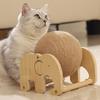 Cat Scratcher Toy Natural Sisal Scratching Ball with Wooden Base Interactive Play