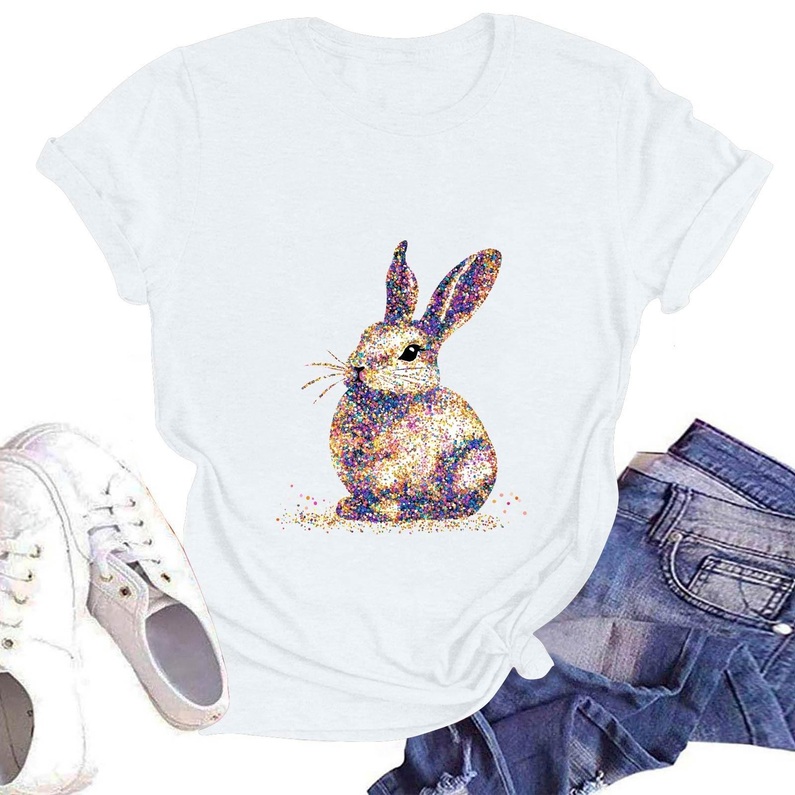 

Жіноча повсякденна футболка з круглим вирізом, коротким рукавом, пуловер з принтом XL білий