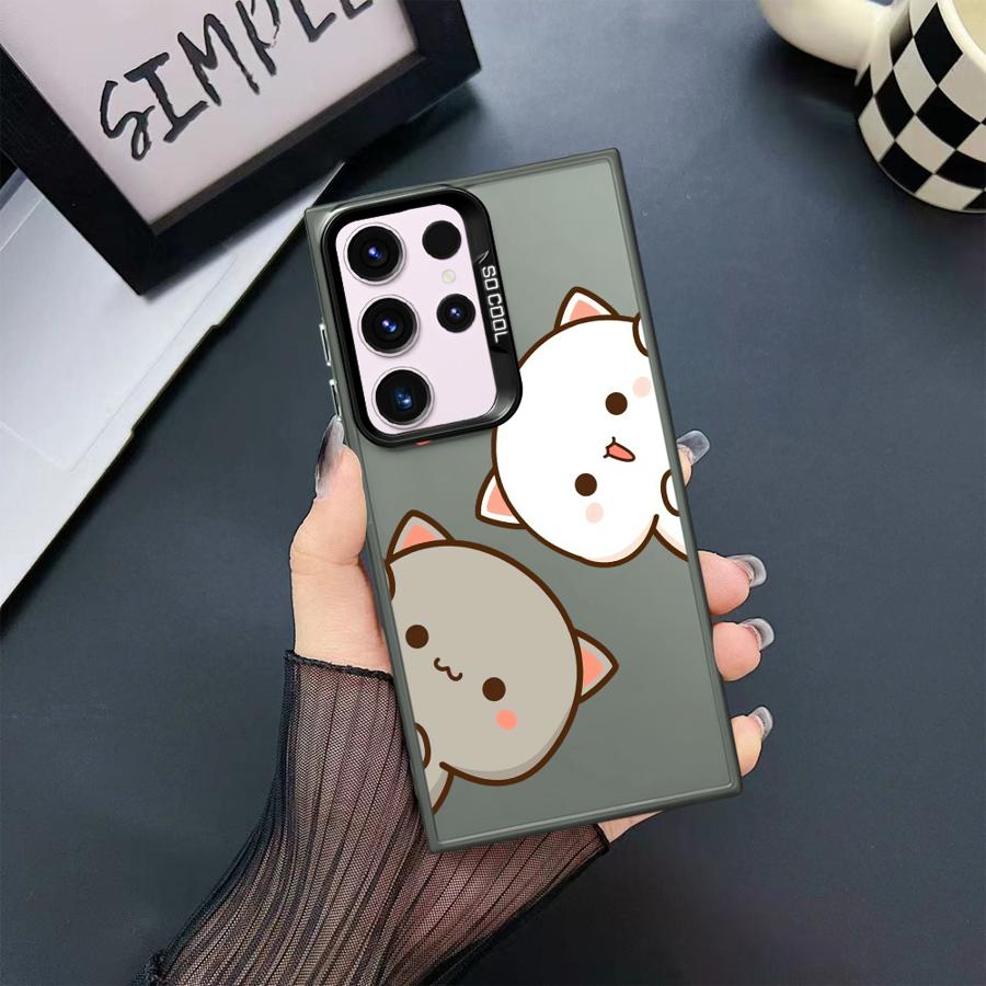 Phone Case for Samsung Galaxy S23 S24 S25 Ultra S20 S22 S23 FE Note 20 S21 Plus S24FE Shell Cover Cute Cartoon Cat Couple