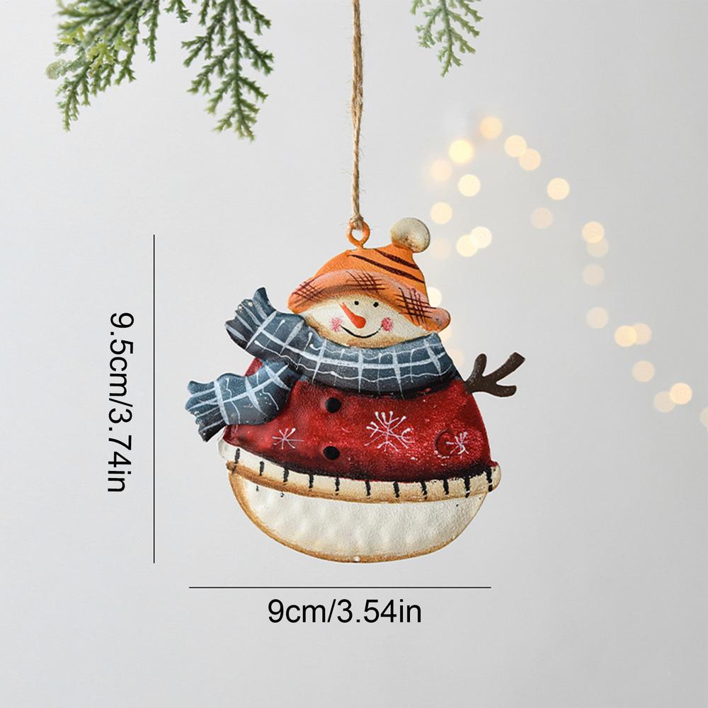 2D Tinplate Funny Christmas Snowman Pendant Winter Colorful Hangable Christmas Tree Ornaments For Home Bedroom Living Room