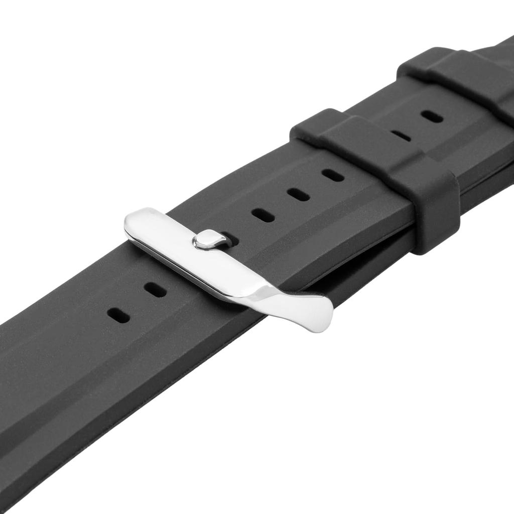 Watch Strap 24mm Silicone Resin Strap Easy Installation Tool Included Black [Clefer] SI-16