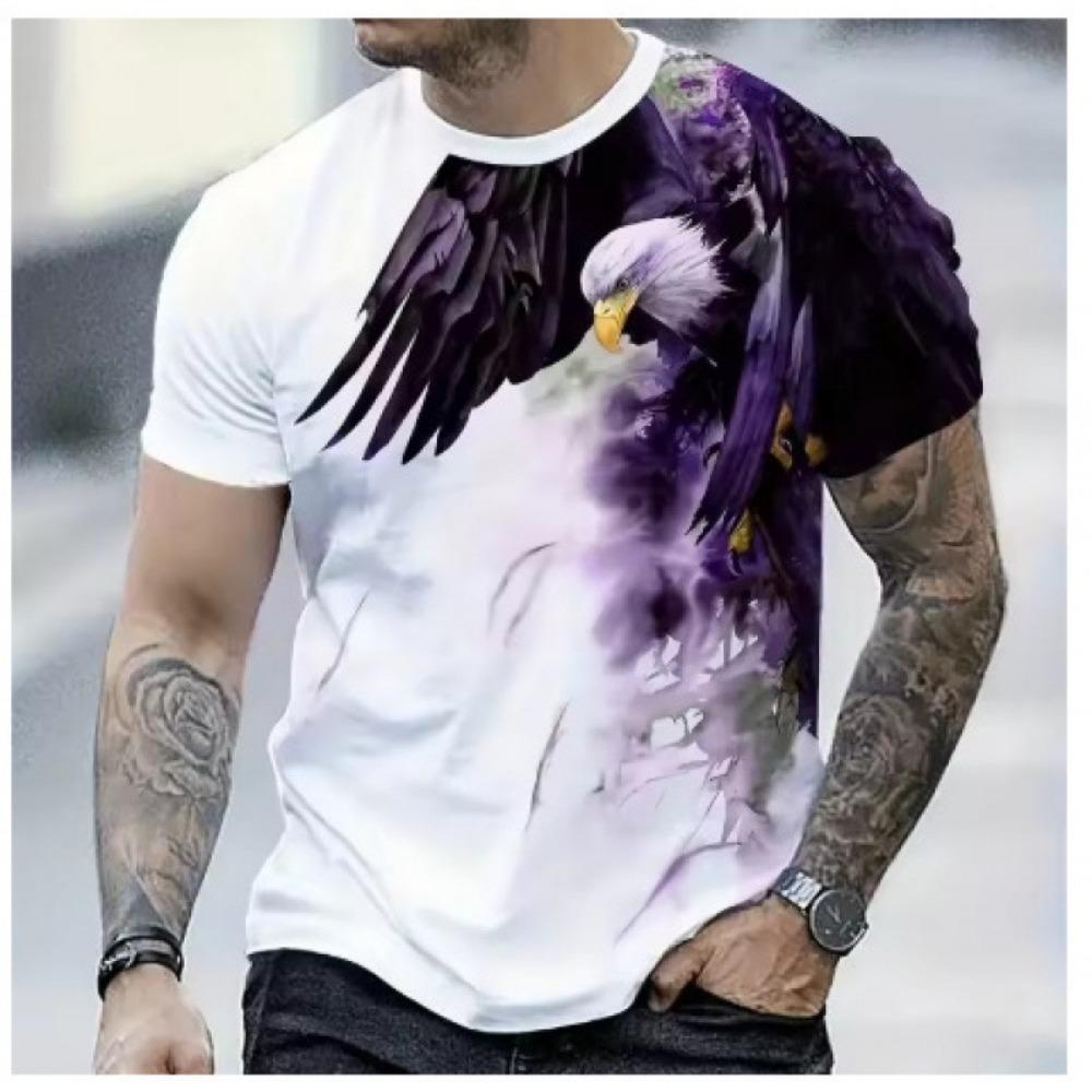 

Retro Men s T-shirt Printed Short Sleeved Summer Casual Breathable Trendy Top 3XL фіолетовий