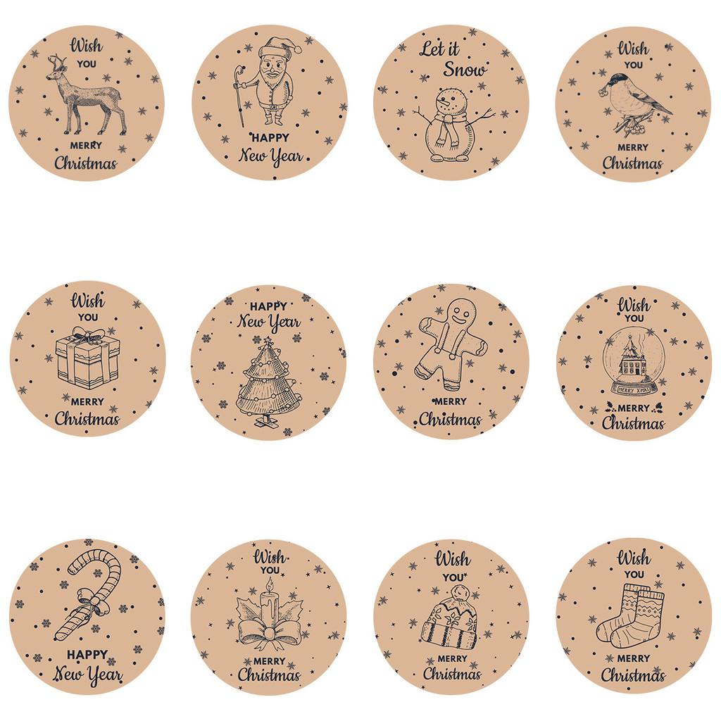 Adhesive Self Christmas Sticker With Santa And Reindeer For Gift Bag Decor Party