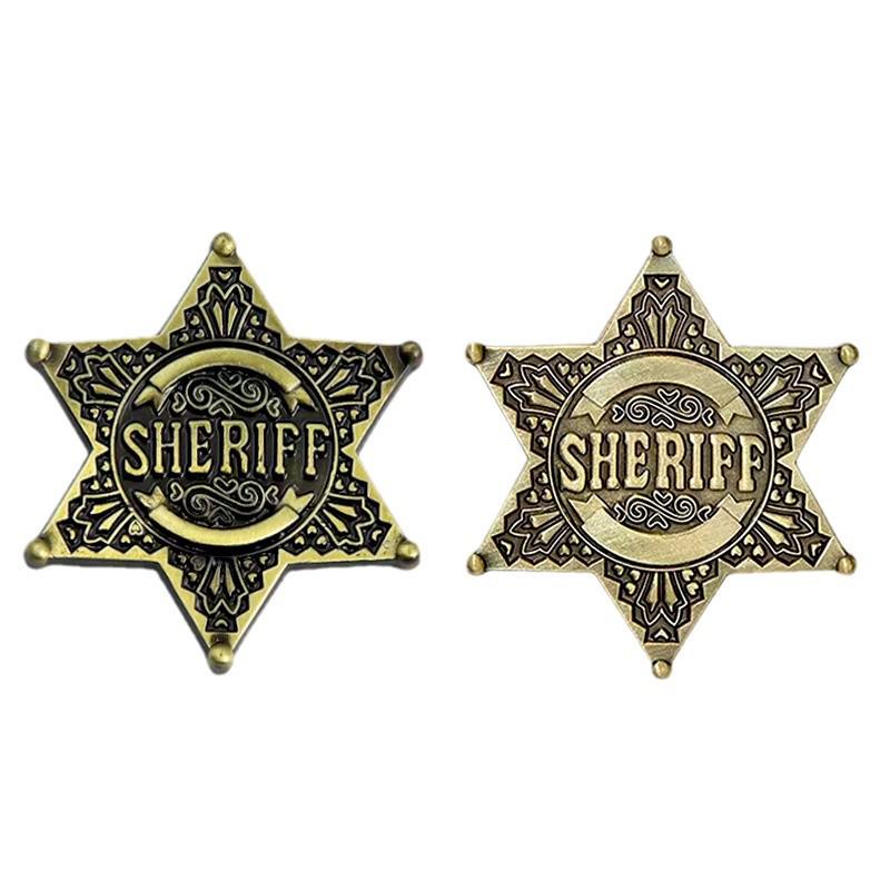 American Sheriff Hexagram Brooch: Creative Metal Jewelry Badge