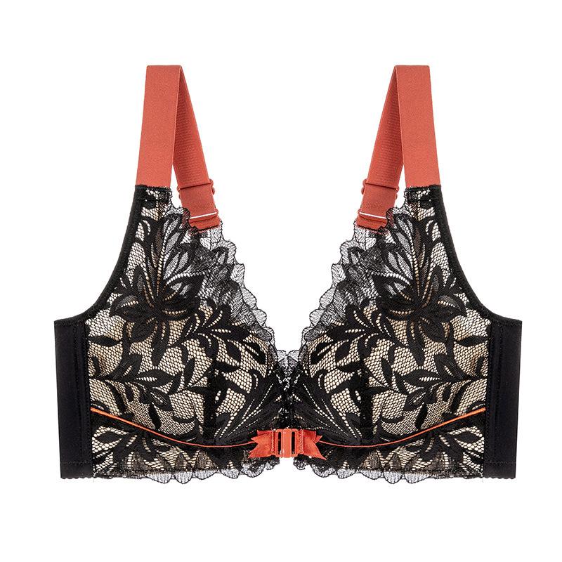 Lace Front Closure Racerback Push Up Bra, Wireless No-Gap Anti-Sag Shaping Bra for Small Bust Women