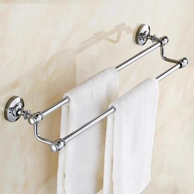 Wall Mounted Polished Chrome Brass Bathroom Double Towel Bar Towel Rail Holder Bathroom Accessory