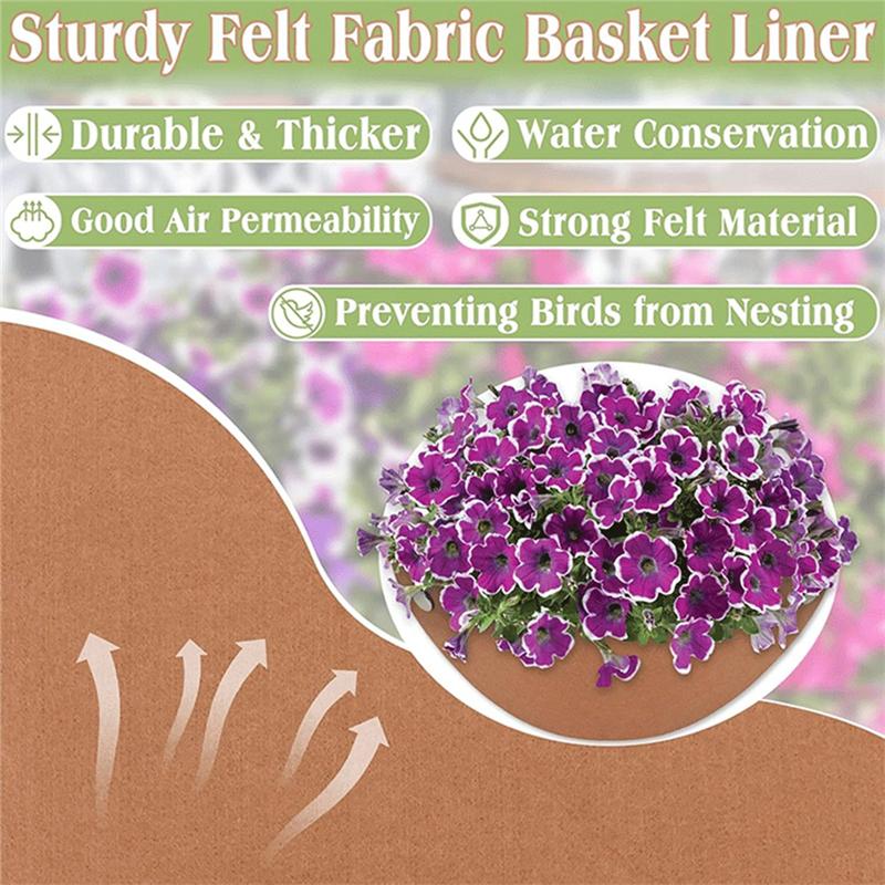 

Promotion! 3PCS Landscape Felt Hanging Basket Liners For Indoor And Outdoor Flower Arrangements - Round Planter Inserts