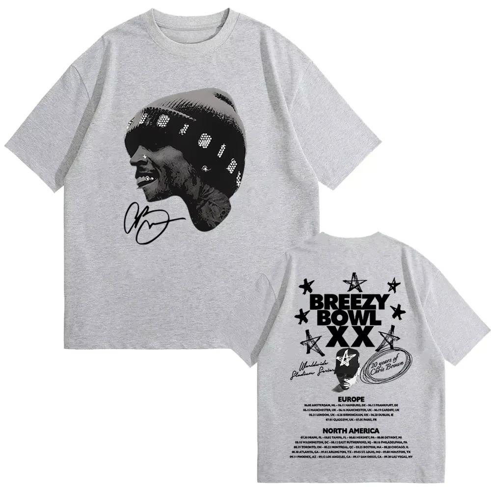Unisex Damen Sommer Baumwoll T-Shirts Oberteile Chris Brown Breezy Bowl XX 2026 Tour T-Shirt Mode Hip Hop Vintage Kurzarm T-Shirt
