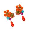 Resin Flower Retro Personality Exaggerated Versatile Water Drop Pendant Earrings