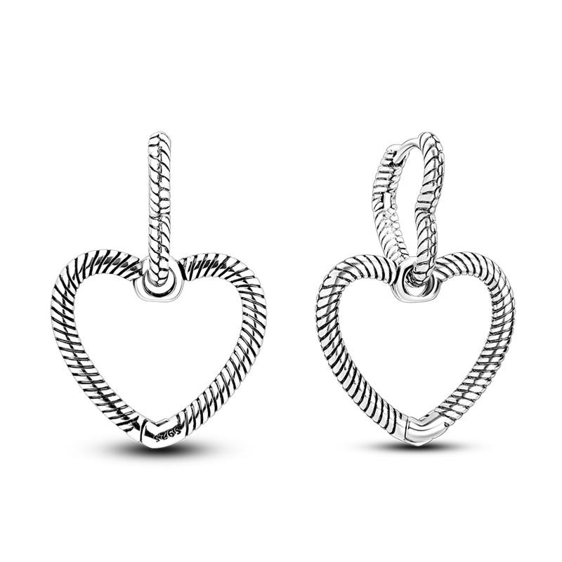 100% 925er Sterlingsilber Funkelnde Bunte Zirkon Ohrringe Herzförmige Creolen für Damen Hypoallergener Modeschmuck