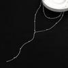 Dainty Long Necklace 14k Gold Plated Y-Shaped Pendant Necklace Trendy Layered Cz Beaded Necklaces Stainless Steel Jewelry