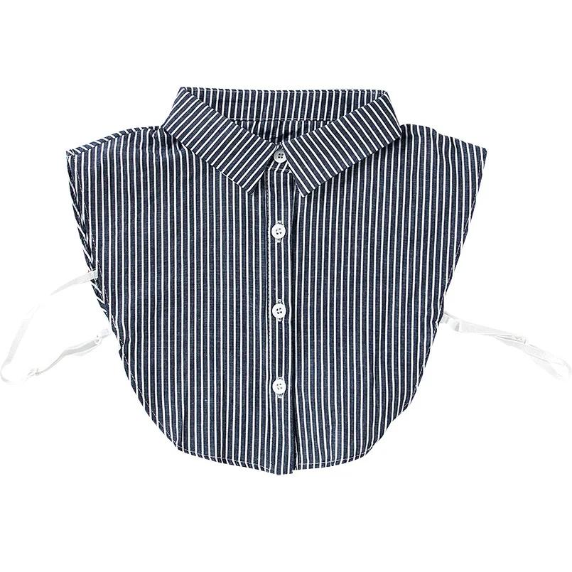 Formal Stripes Detachable Lapel Fake Collar for Women Button Down False Collar Female Removable Half Shirt Blouse Decor