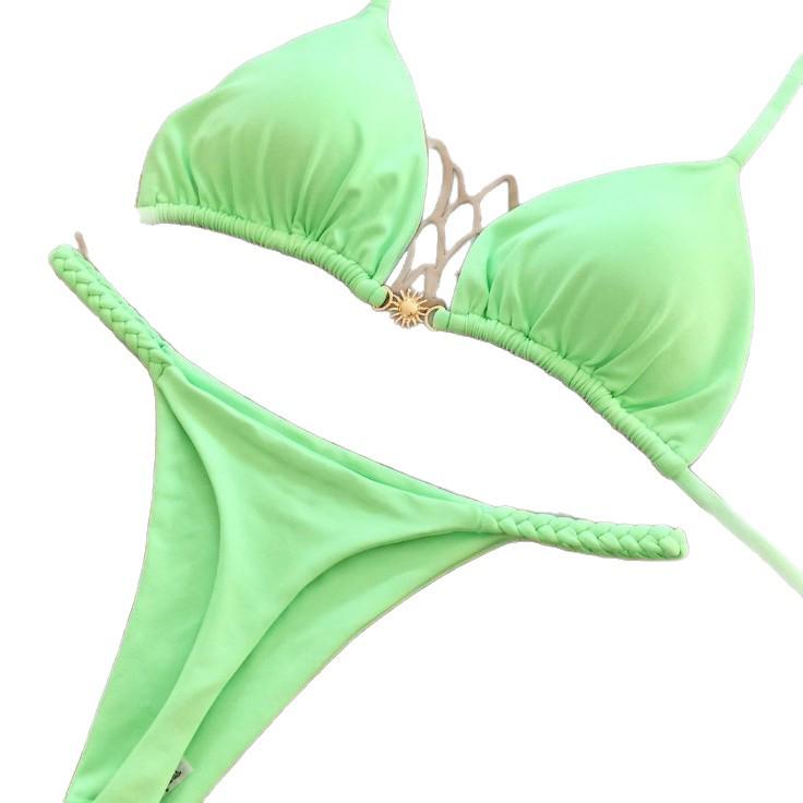 2025 Europejski i Amerykański Styl Seksowny Brazylijski Zestaw Bikini - Dwuczęściowy Kostium Kąpielowy Plażowy