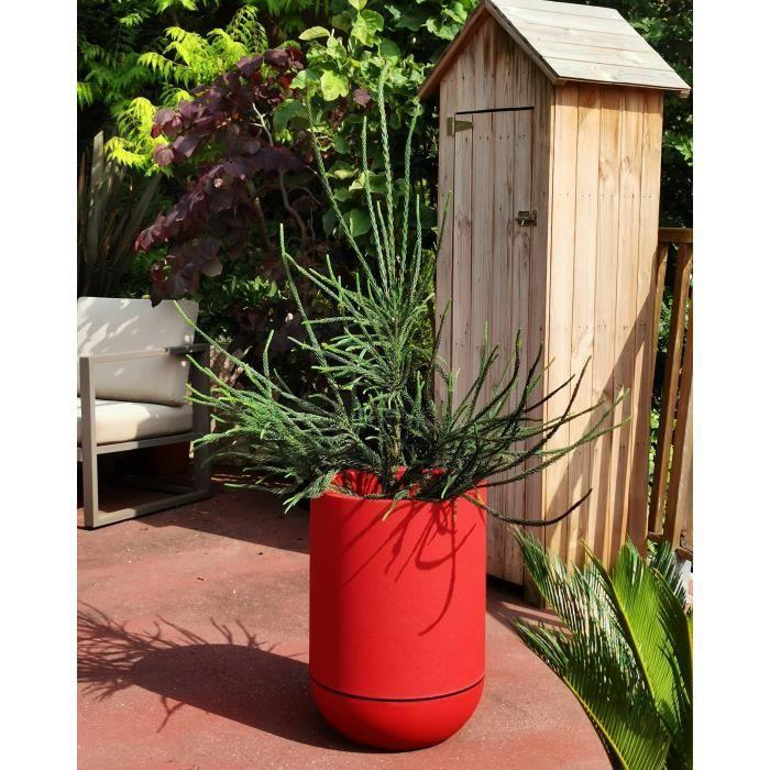 Bac à fleurs - RISS - RIVIERA GRANIT TULIPE - Plastique - Diamètre 50 cm - Rouge