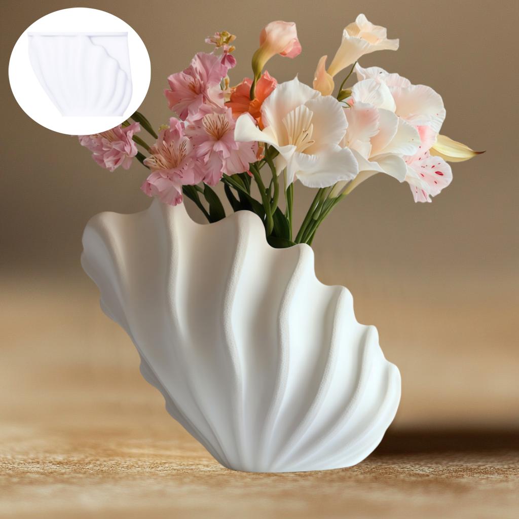 Shell shaped vase resin silicone mold fan leaf conch pen holder concrete mould conch shells palm leaf flower vase gypsum molds