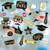 25pcs Black Gold Graduation Photography Props Congratulation Dress Up Costume Mask  Party Favors