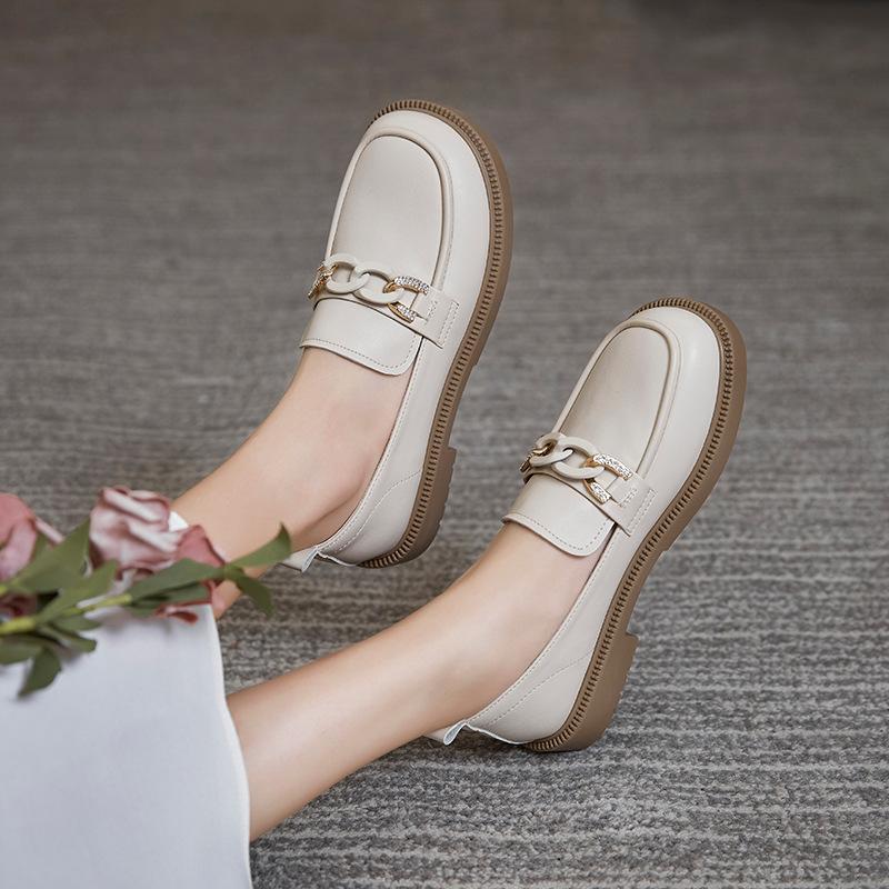 Augustine platform loafers women's 2025 spring new retro one-pedal small leather shoes British style jk single shoes