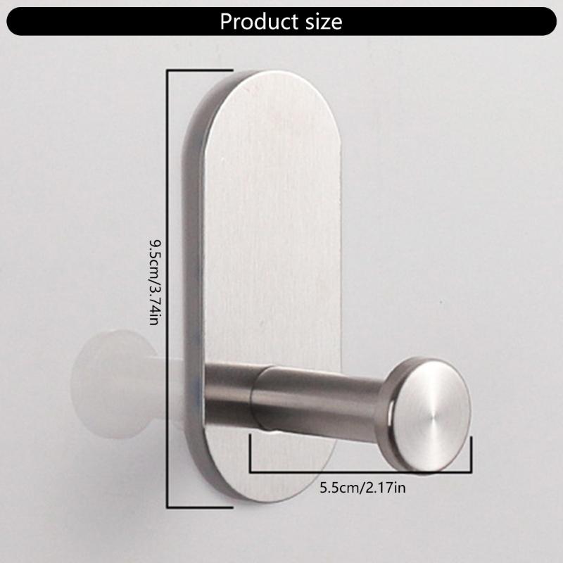 Waterproof Stainless Steel Adhesive Shower Hook Rustproof Bathroom Wall Hook for Towel Bathrobe