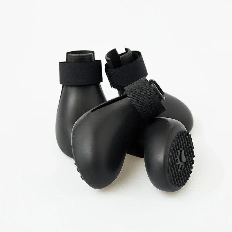 

4 шт. Водонепроницаемая обувь для домашних животных кошек от дождя, Нескользящие силиконовые ботинки для домашних собак, Резиновые ботинки для улицы для маленьких, средних и крупных собак, кошек S чёрный