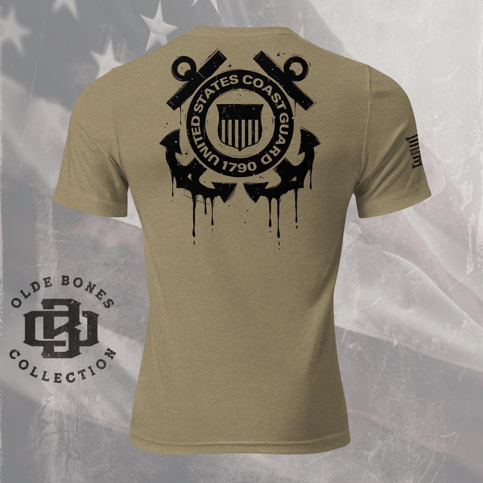 Coast Guard Military Tri-Blend Olive T-Shirt XL