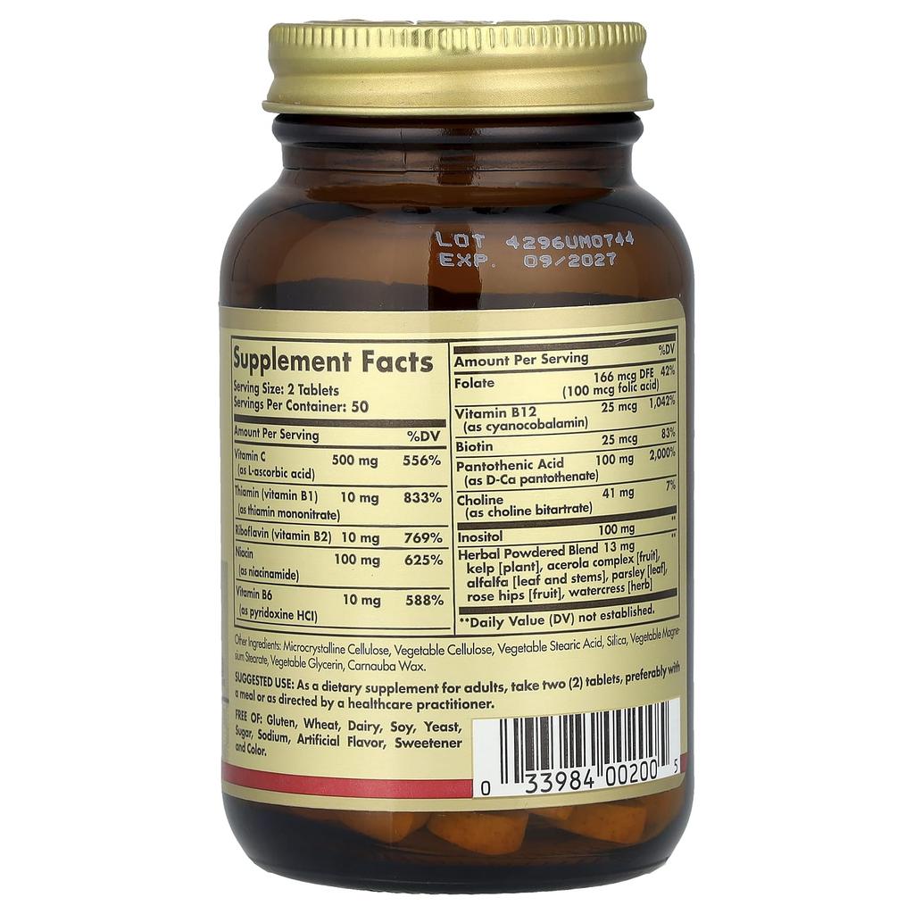 Solgar, B-Complex with Vitamin C Stress Formula, 100 Tablets