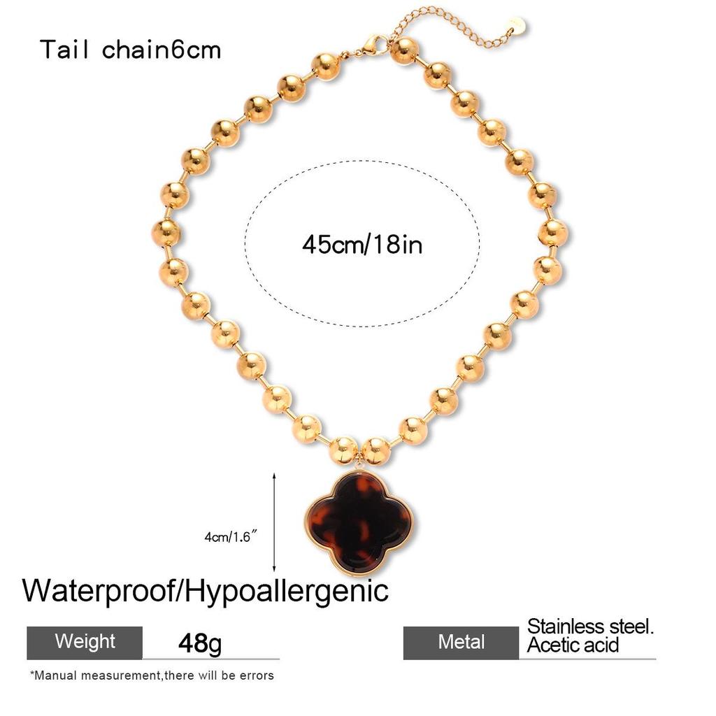 Retro European-American Beaded Titanium Steel Butterfly Flower Necklace with High-End Style